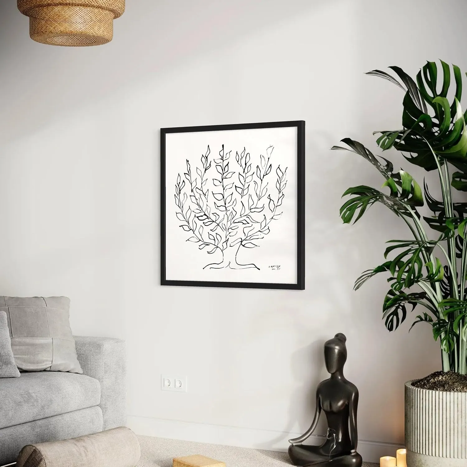 Henri Matisse 'Le Platane' Canvas Wall Art | Black & White Minimalist Poster Print | Abstract Expressionist Art for Modern Home & Office Decor