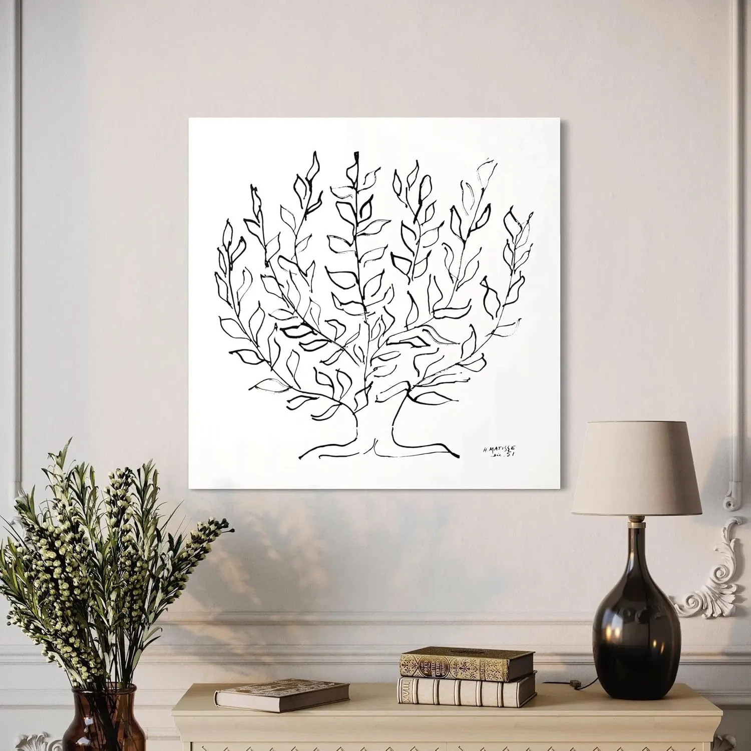 Henri Matisse 'Le Platane' Canvas Wall Art | Black & White Minimalist Poster Print | Abstract Expressionist Art for Modern Home & Office Decor