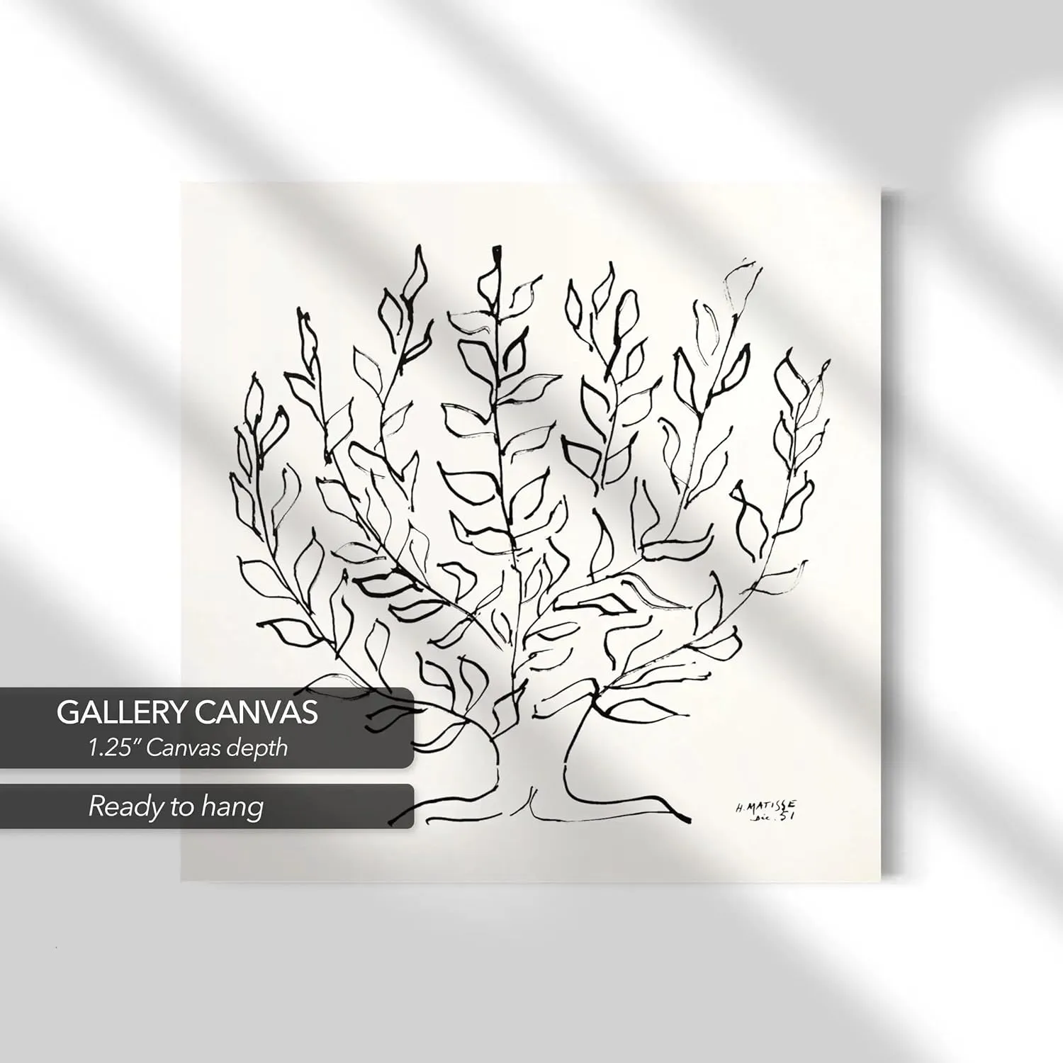 Henri Matisse 'Le Platane' Canvas Wall Art | Black & White Minimalist Poster Print | Abstract Expressionist Art for Modern Home & Office Decor