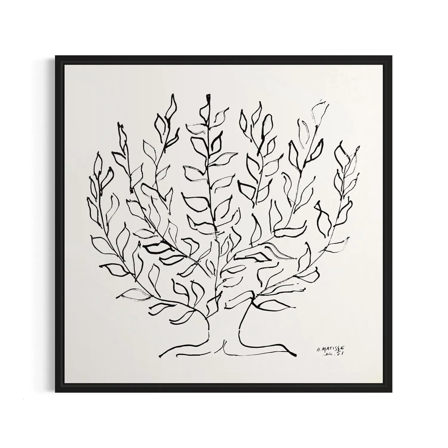 Henri Matisse 'Le Platane' Canvas Wall Art | Black & White Minimalist Poster Print | Abstract Expressionist Art for Modern Home & Office Decor