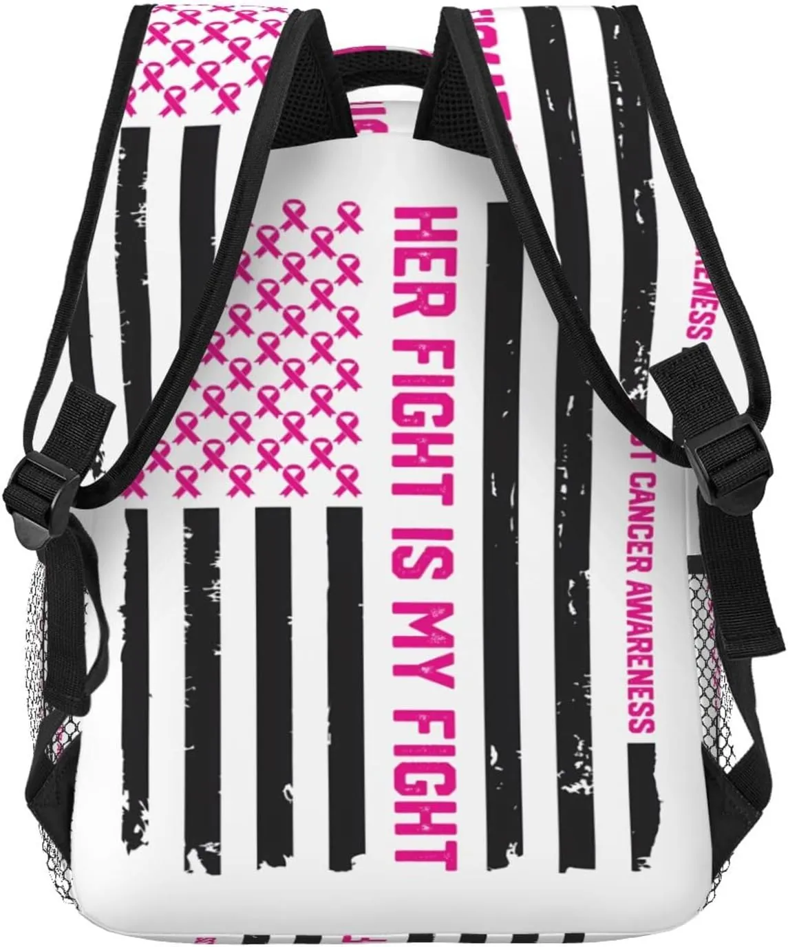 Her Fight Is My Fight American Flag Backpack Casual Pack Bag Laptop Backpack With Side Pocket Front Zipper Pocket Bookpack Travel Daypack Picnic Rucksack