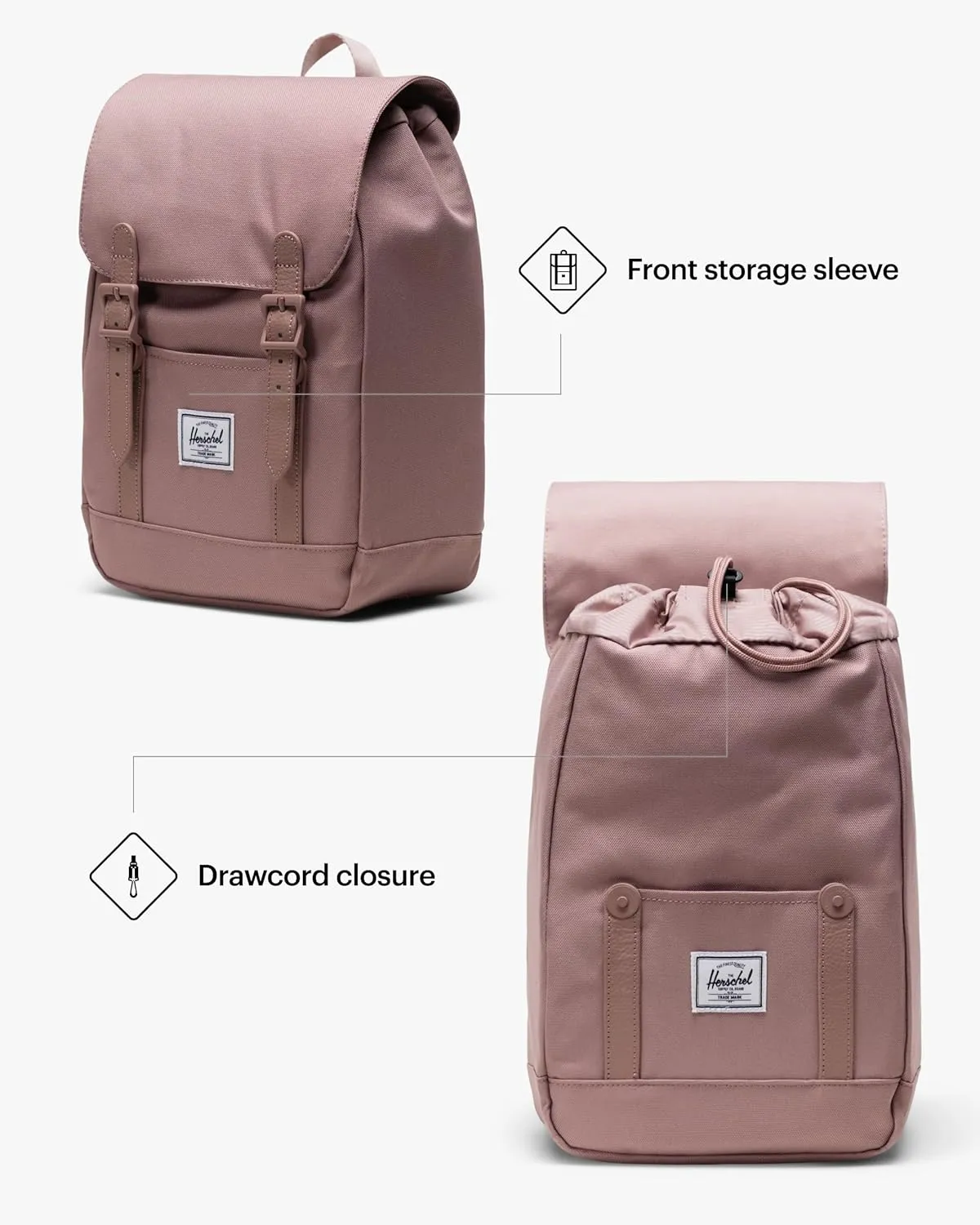 Herschel Supply Co. Retreat Backpack, Ash Rose, Mini-10L