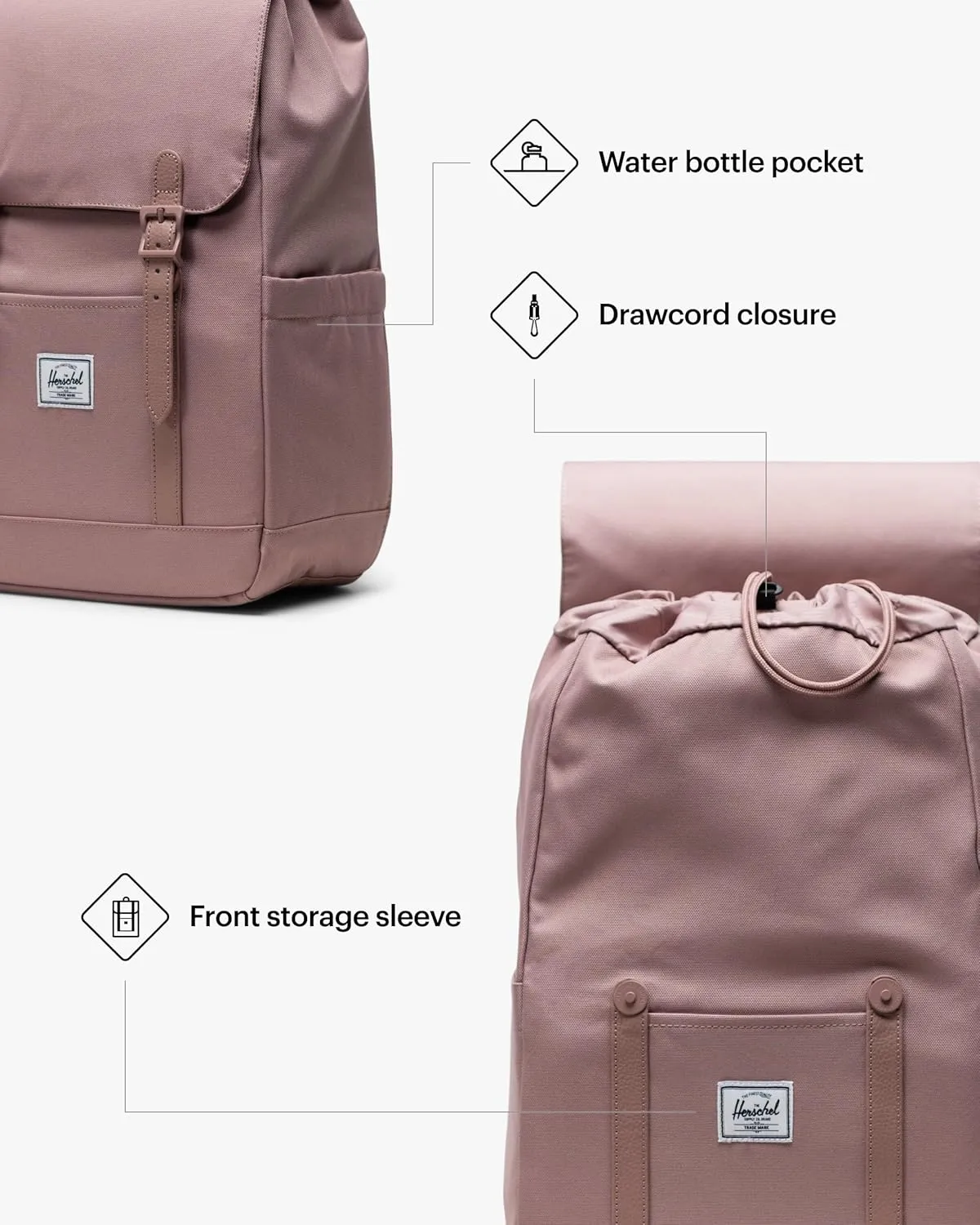 Herschel Supply Co. Retreat Backpack, Ash Rose, Small-17L