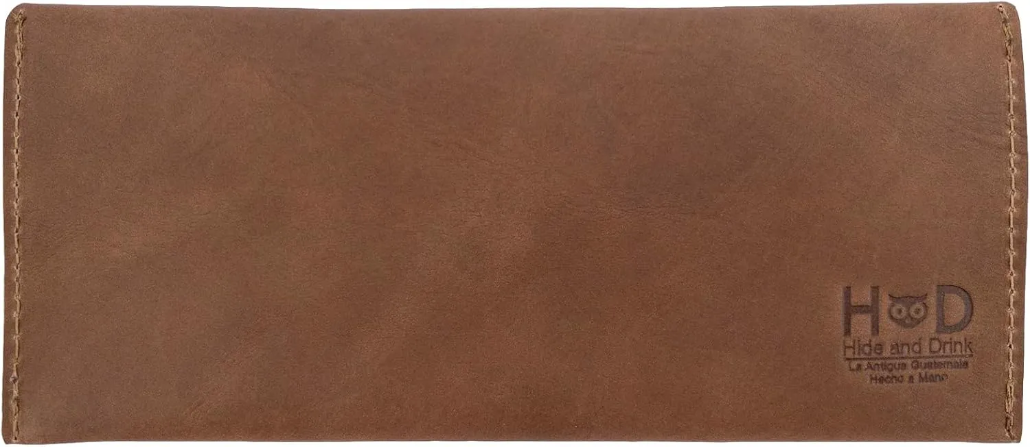 Hide & Drink, Long Utility Pouch Handmade from Full Grain Leather, Stylish Wallet for Carrying and Storing Cash, Coins, Cards