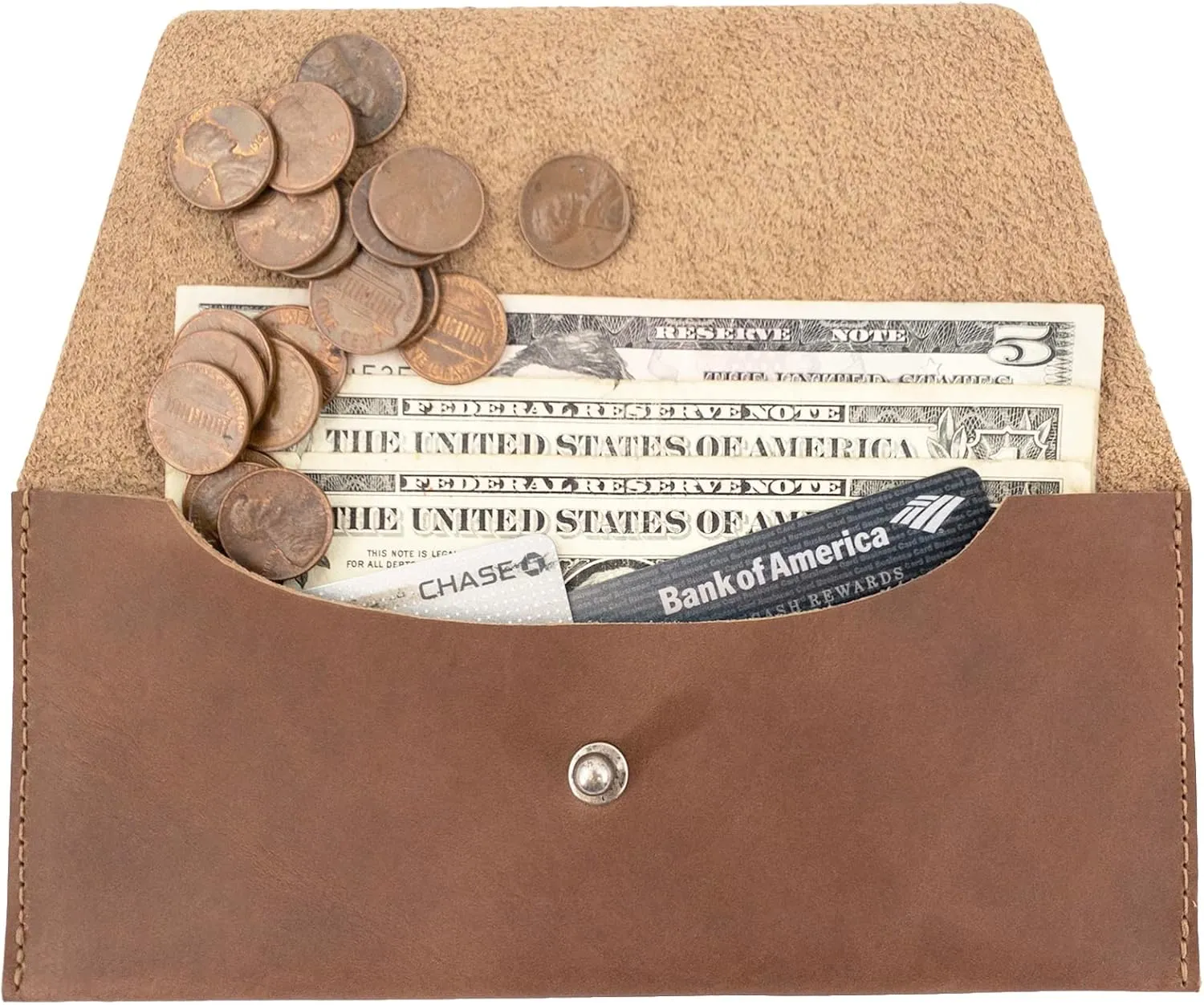 Hide & Drink, Long Utility Pouch Handmade from Full Grain Leather, Stylish Wallet for Carrying and Storing Cash, Coins, Cards