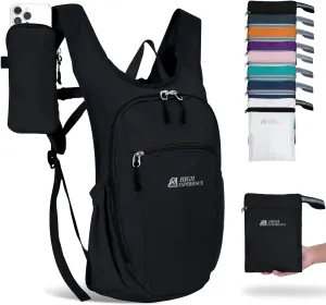 Hiking Backpack 10L/15L Small Daypack Lightweight Packable Travel Foldable Water Resistan for Women Men (Black, 15L)