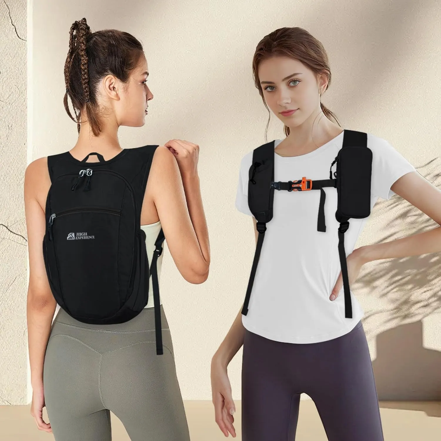Hiking Backpack 10L/15L Small Daypack Lightweight Packable Travel Foldable Water Resistan for Women Men (Black, 15L)