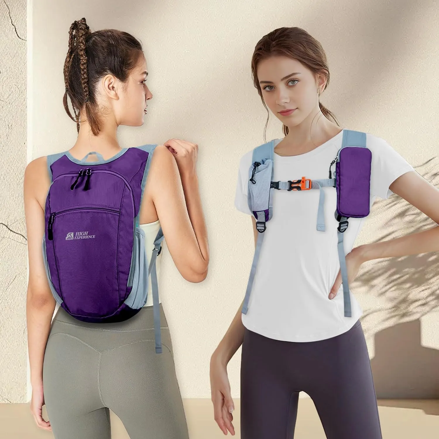 Hiking Backpack 10L/15L Small Daypack Lightweight Packable Travel Foldable Water Resistan for Women Men (Deep Purple, 10L)