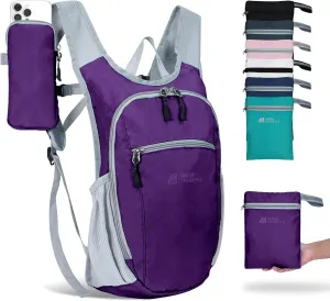 Hiking Backpack 10L/15L Small Daypack Lightweight Packable Travel Foldable Water Resistan for Women Men (Deep Purple, 10L)