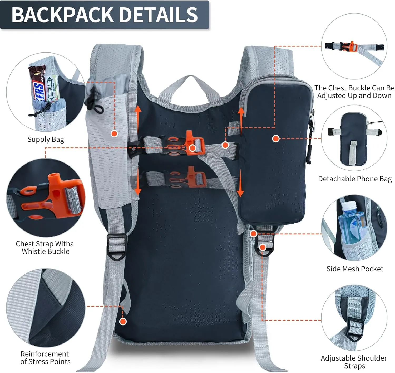 Hiking Backpack 10L/15L Small Daypack Lightweight Packable Travel Foldable Water Resistan for Women Men (Gray, 15L)