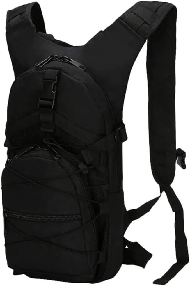 Hiking Backpack, 15L Travel Lightweight Bag, Camouflage Casual Waterproof Walking Backpack, Multi-Pocket Trekking Bag for Men Women, Black
