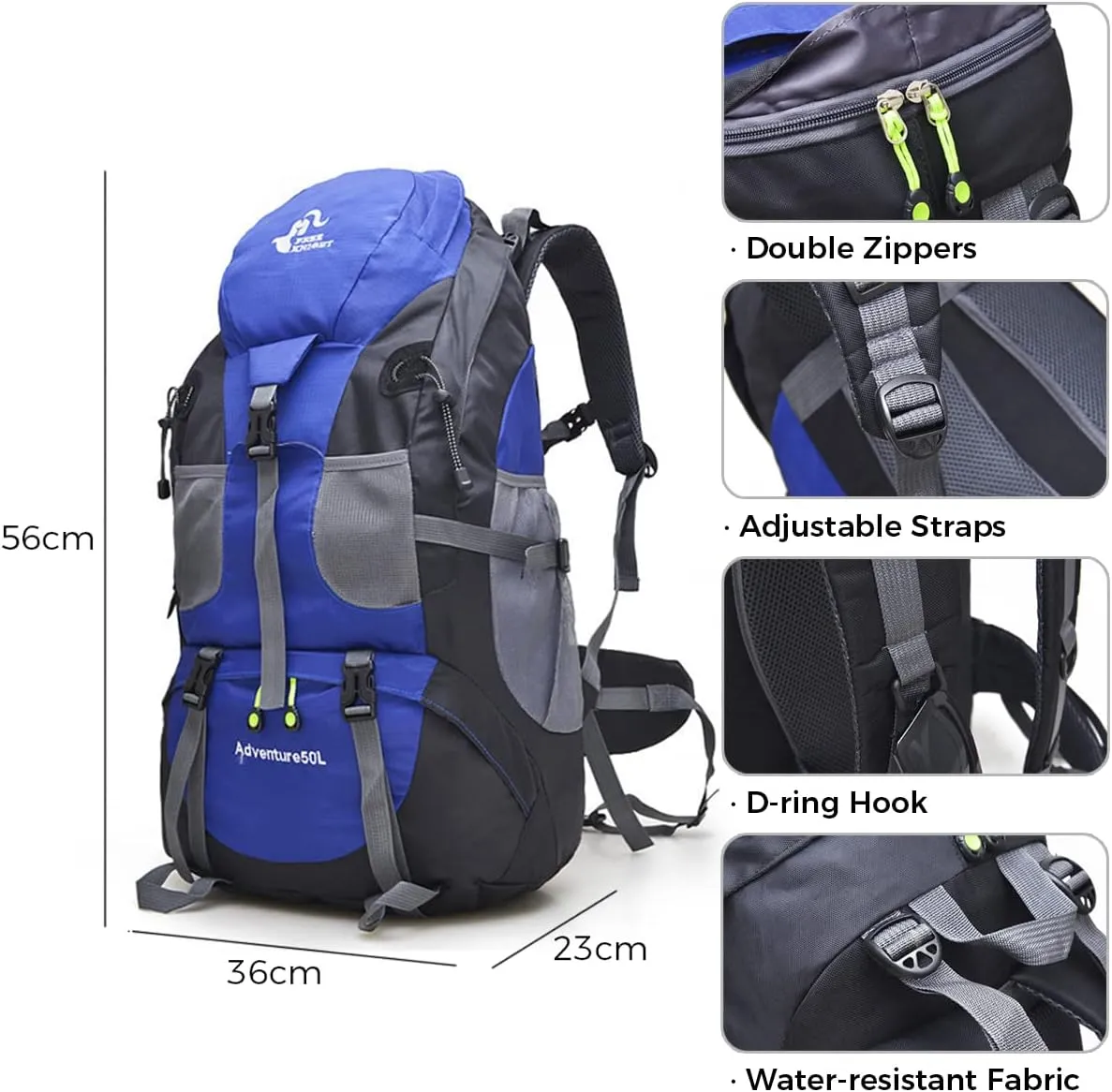Hiking Backpack 50L Climbing Camping Backpack Large Rucksack for Trekking Travel Outdoor Sport