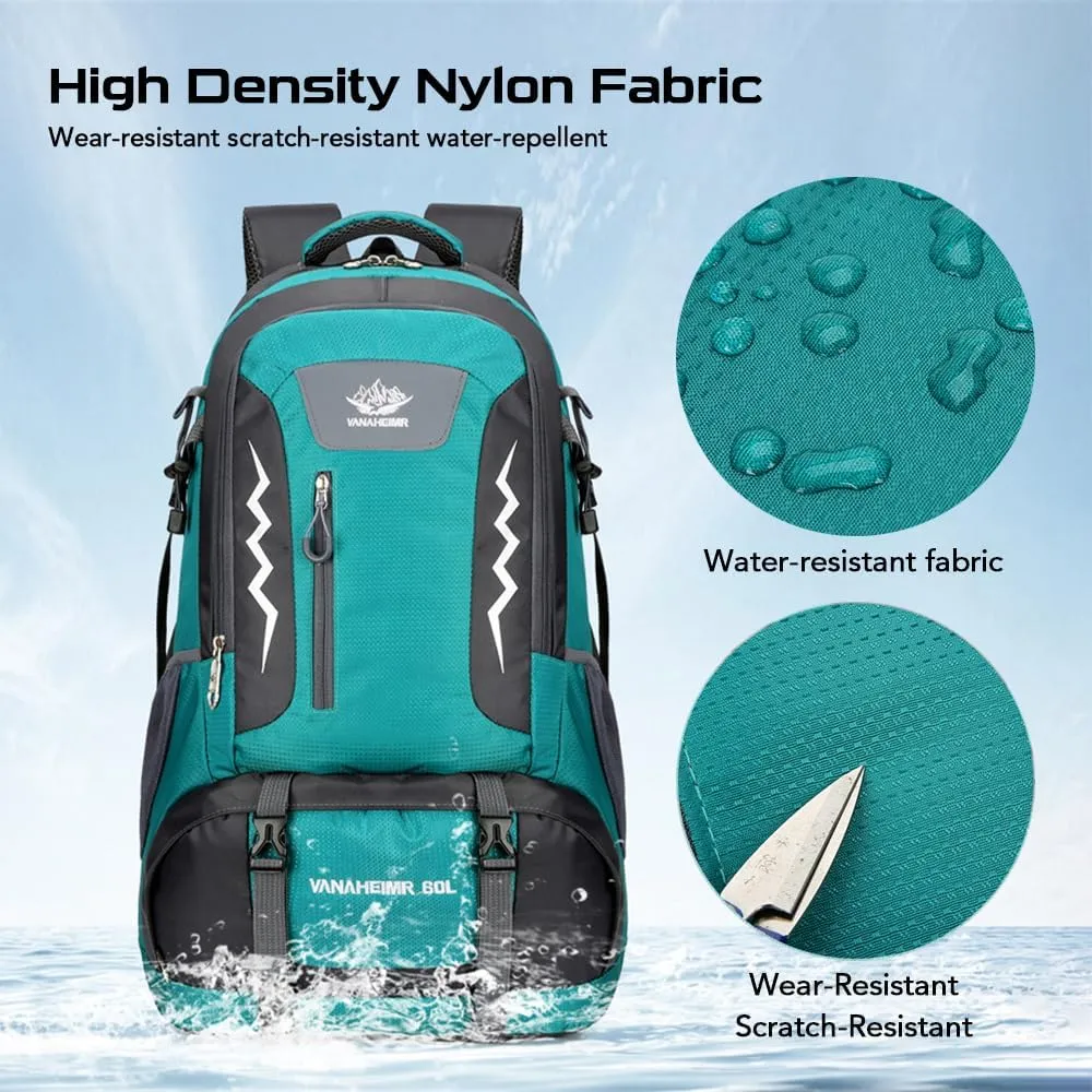 Hiking Backpack, 60L Waterproof Camping Backpack for Men and Women Outdoor Sport Travel Mountaineering, Red