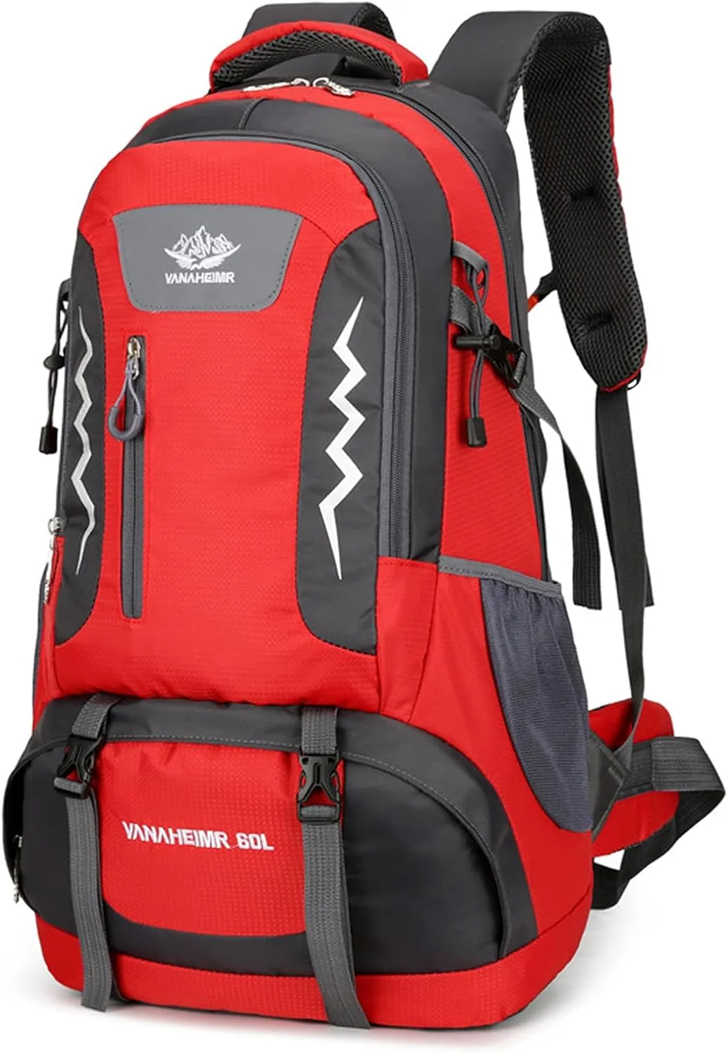 Hiking Backpack, 60L Waterproof Camping Backpack for Men and Women Outdoor Sport Travel Mountaineering, Red