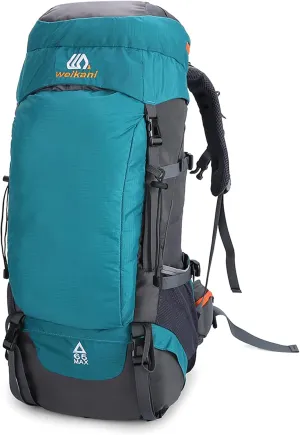 Hiking backpack, 65L Hiking Backpack Waterproof Outdoor Sport Travel Daypack for Men Women Camping Trekking Touring,outdoor backpack(Light Blue)