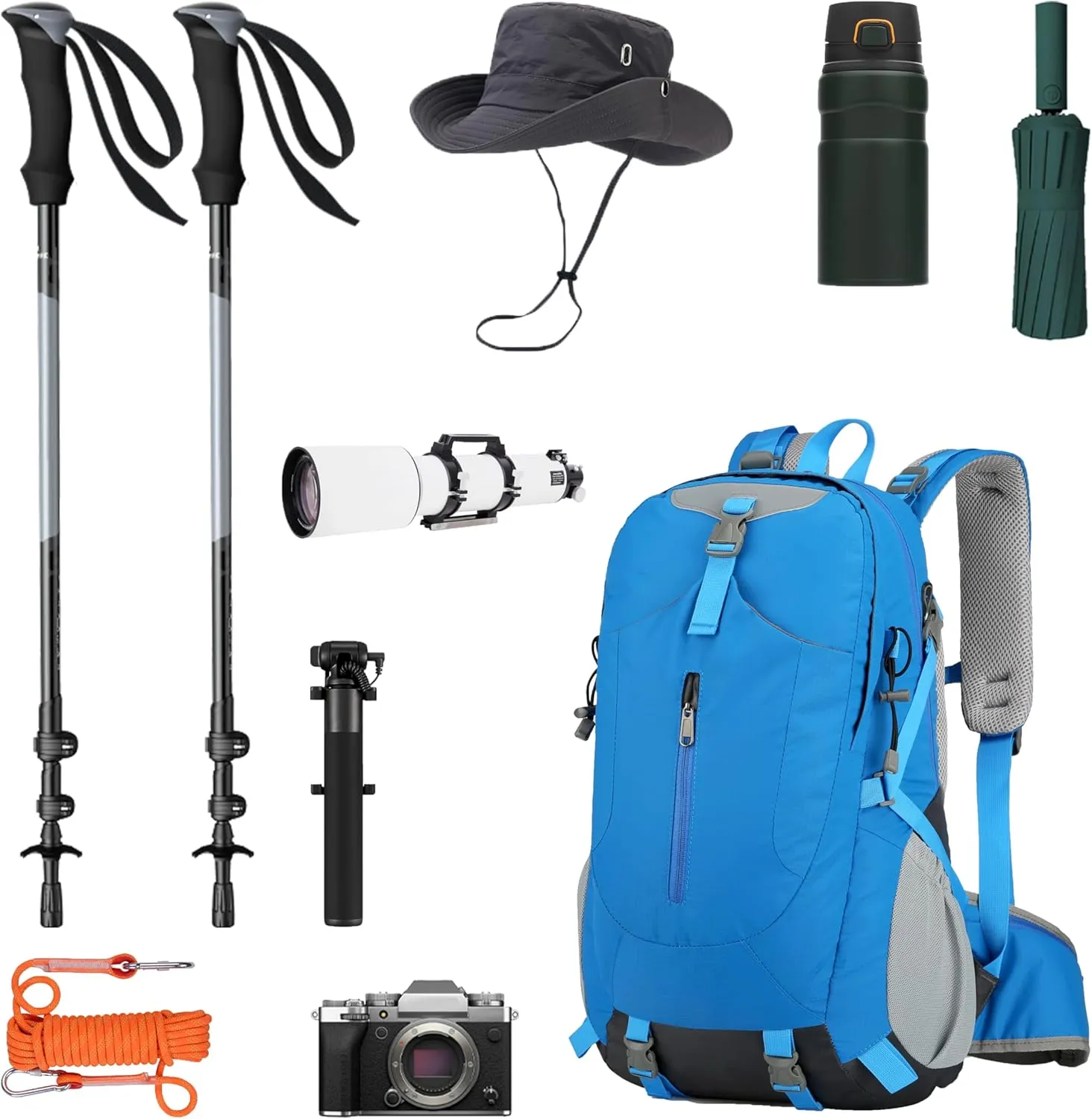 Hiking Backpack for Men and Women, Travel, Sport Outdoor, Lightweight Back Pack, Camping, Bag, waterproof, 40L.(Blue)