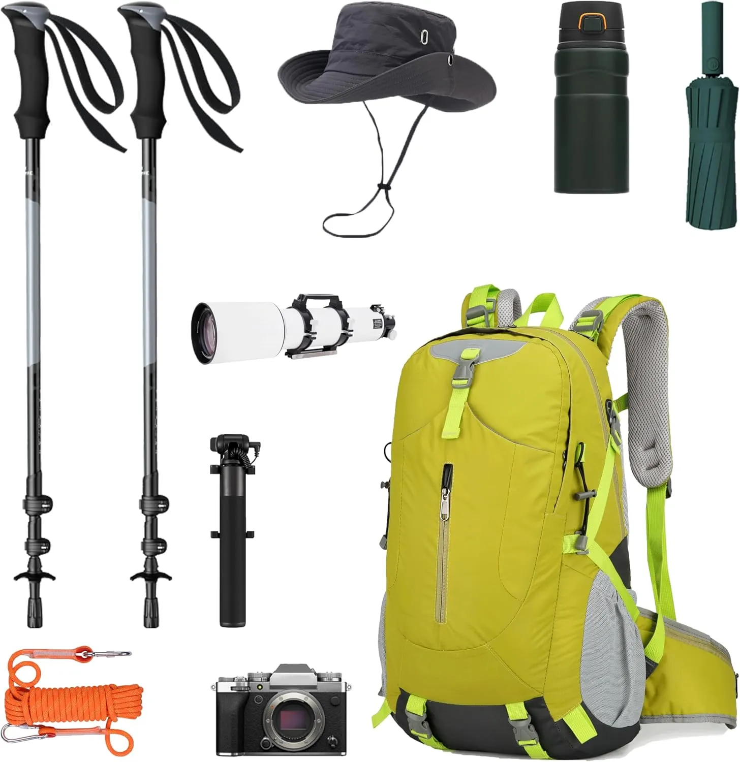 Hiking Backpack for Men and Women, Travel, Sport Outdoor, Lightweight Back Pack, Camping, Bag, waterproof, 40L.(Green)