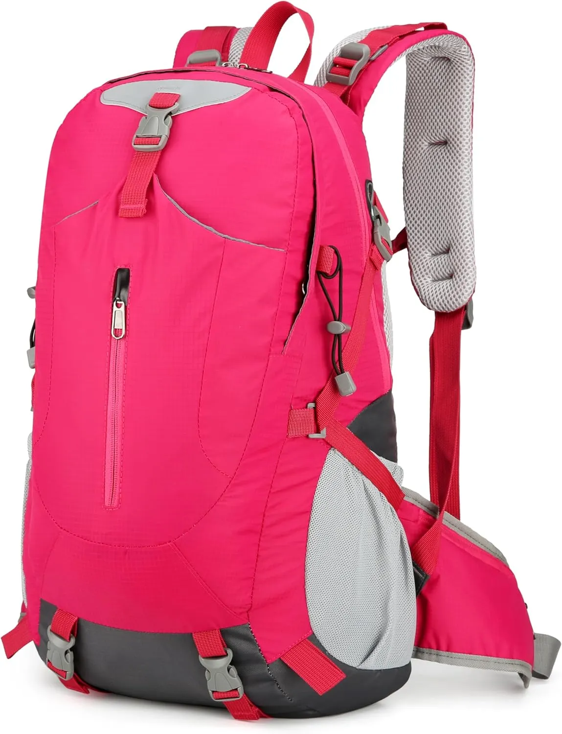 Hiking Backpack for Men and Women, Travel, Sport Outdoor, Lightweight Back Pack, Camping, Bag, waterproof, 40L.(Rose Red)