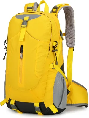 Hiking Backpack for Men and Women, Travel, Sport Outdoor, Lightweight Back Pack, Camping, Bag, waterproof, 40L.(Yellow)