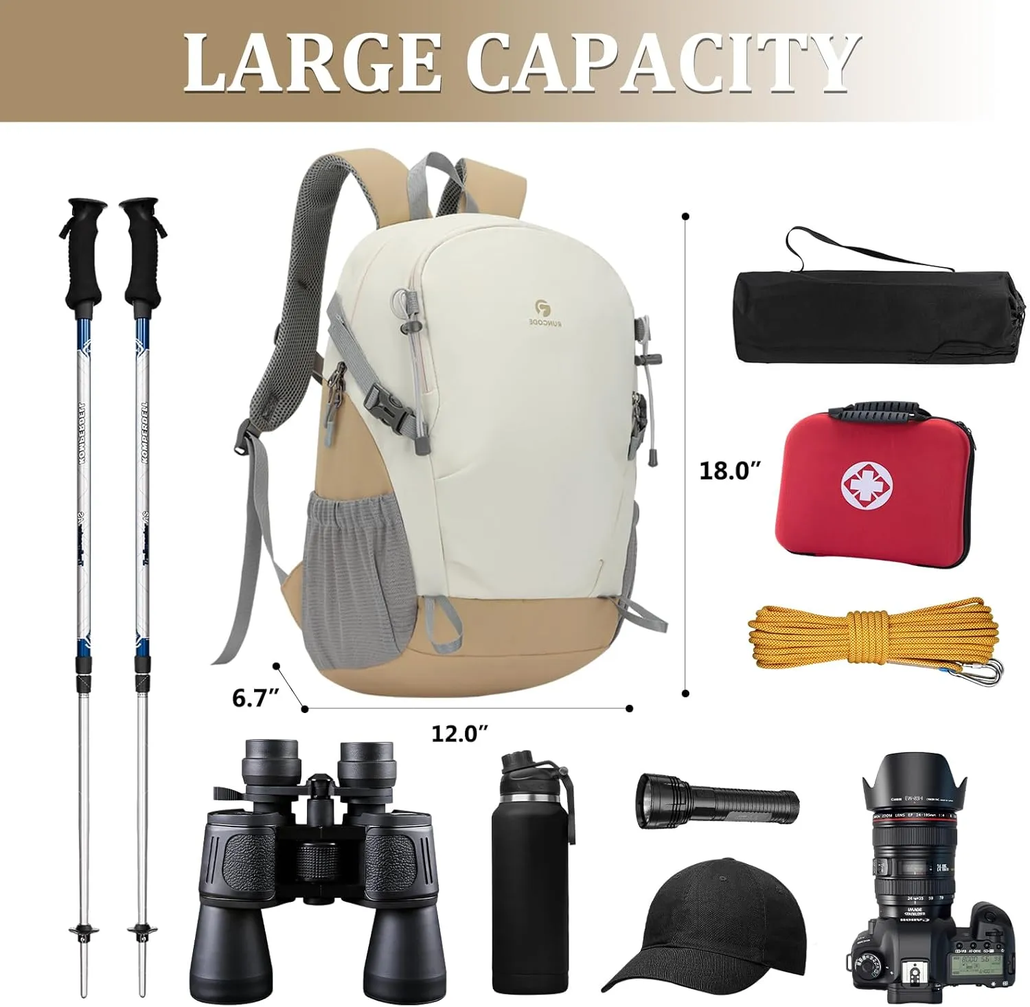 Hiking Backpack for Men Women, 25L Lightweight Travel Backpack Camping Daypack for Outdoors