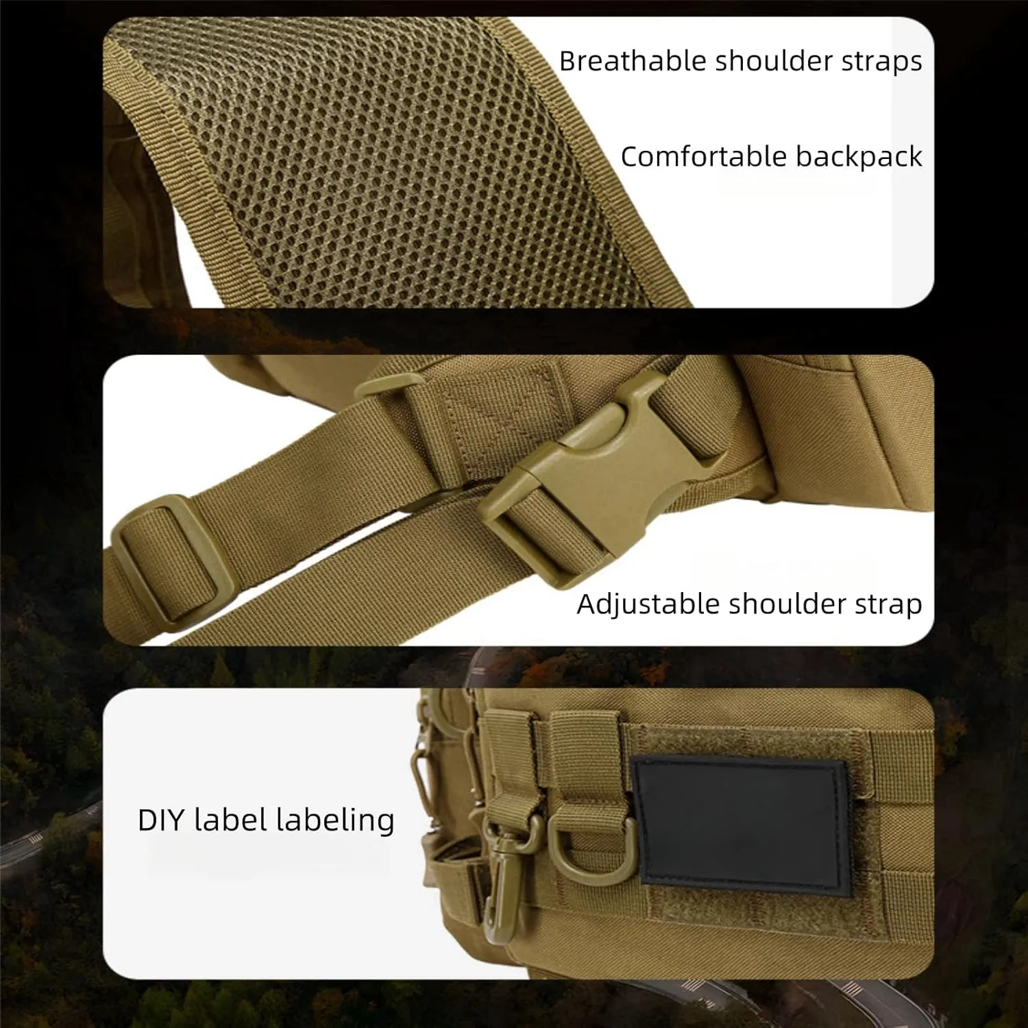 Hiking Backpack Lightweight Outdoor Day Pack for Men and Women Durable Waterproof Travel Backpack (Light Brown, 7.87 Inches)