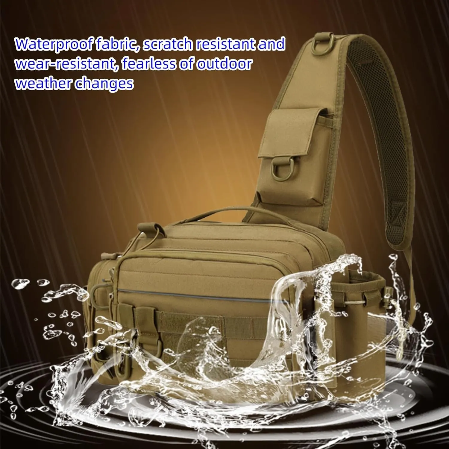 Hiking Backpack Lightweight Outdoor Day Pack for Men and Women Durable Waterproof Travel Backpack (Light Brown, 7.87 Inches)