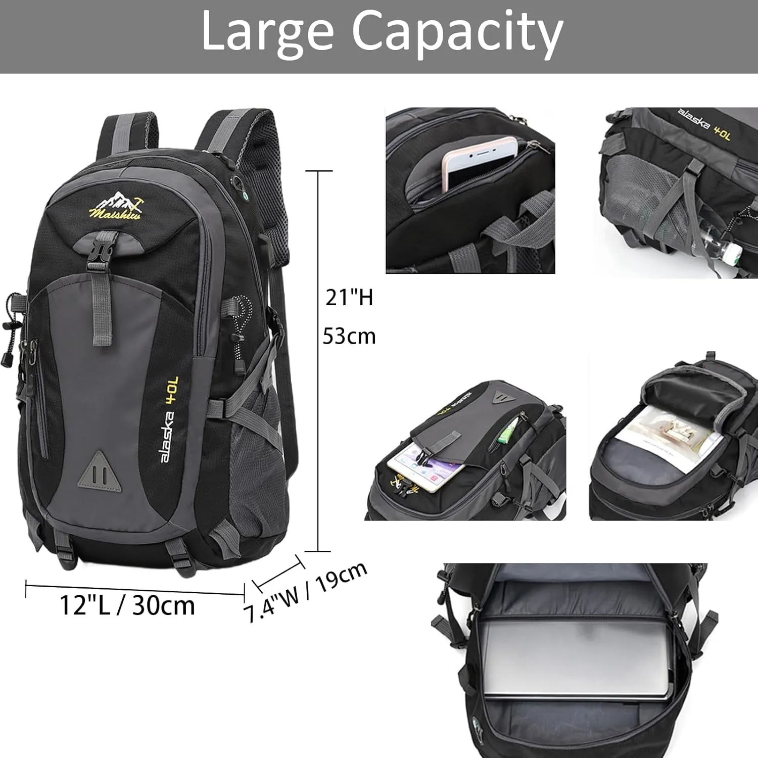 Hiking Backpack Lightweight Packable Hiking Daypack Small Travel Outdoor Foldable Shoulder Bag A