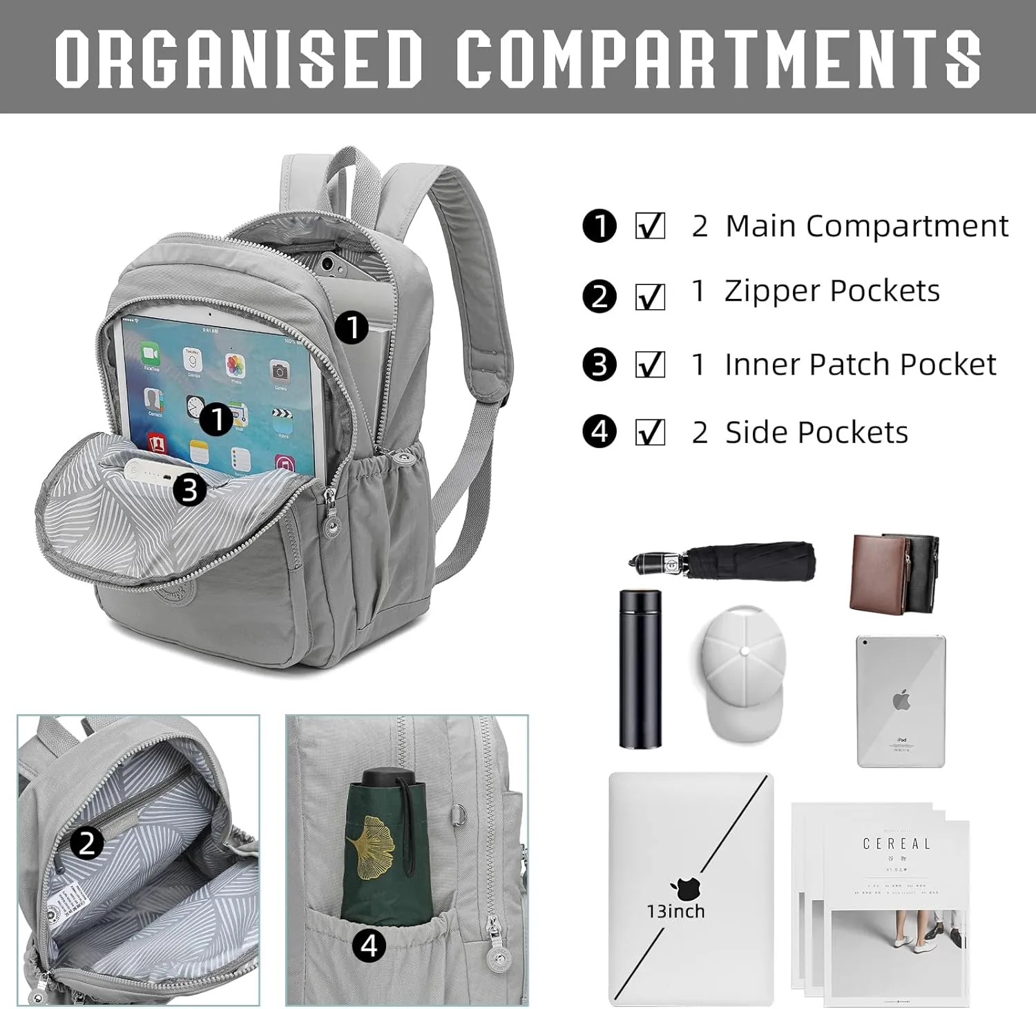 Hiking Waterproof 13" Laptop Backpack Purse for Women and Men,Travel Backpack