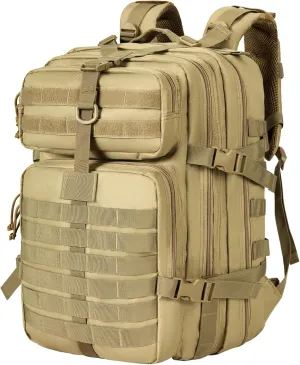 Himal Outdoors Military Tactical Backpack - Large Army 3 Day Assault Pack Molle Bag Rucksack,40L (Khaki)