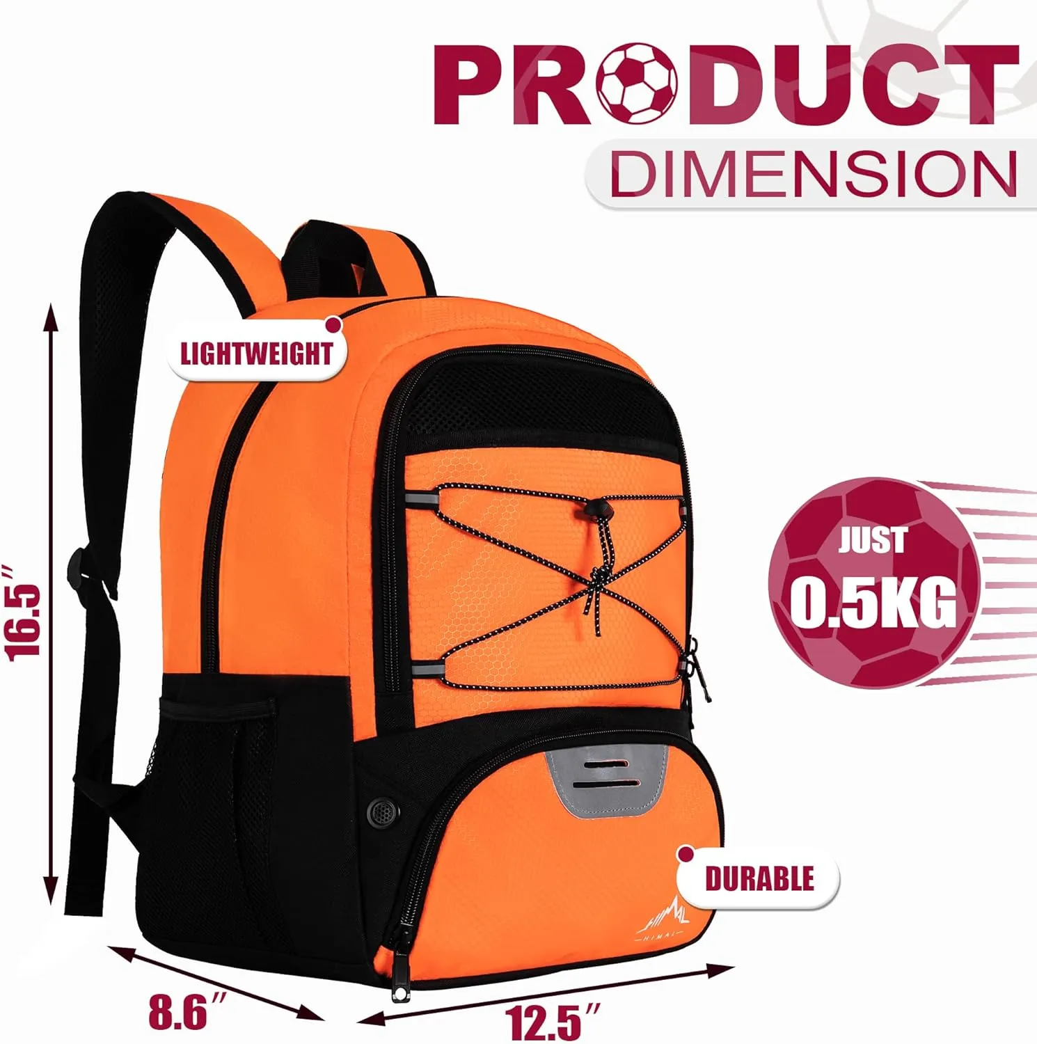 Himal Outdoors Soccer Bag-Backpack for Soccer,Backpack for Football & Volleyball & Handball,Sports Bag with Separate Cleat
