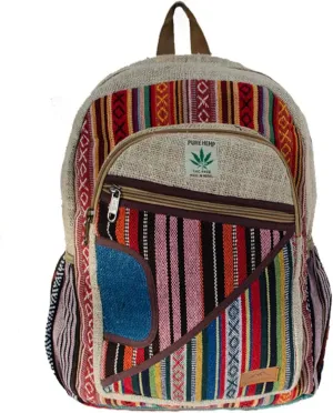 Himalayan Fashion Rainbow Multicolor Large Pocket Hemp American Native Design Backpack