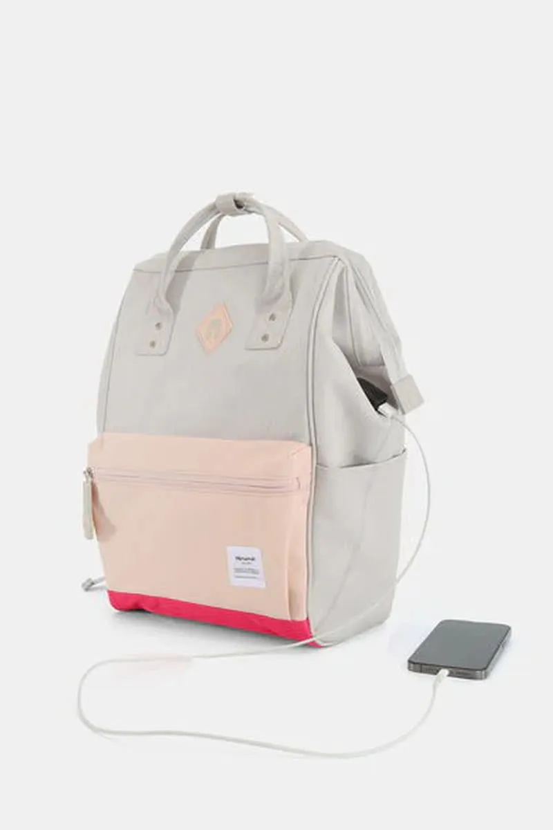 Himawari Waterproof Backpack with External USB Port and Contrast Design