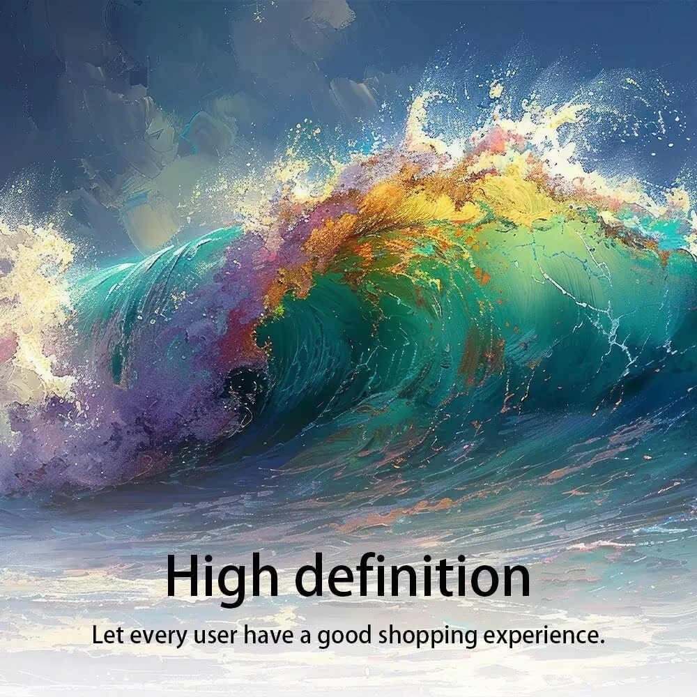HJL Art Wave Wall Art Canvas Ocean Wall Art Blue Ocean Wave Surfing Sea Picture Paintings on Canvas Seascape Sea Wall Art Prints Framed for Living Room Bedroom Bathroom Office Home (24''W x 18''H)