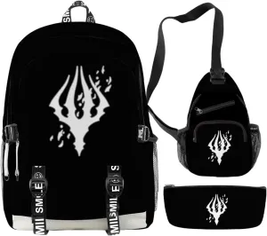 Hollow Knight Merch Women Men Multipurpose Bag Cosplay Backpack Casual Fashion Daypack (Black-Three Suit)