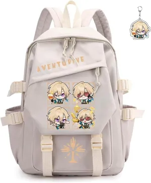 Honkai Star Rail Backpack Women Men Unisex Robin Rucksack Aventurine Firefly Bag HSR Kawaii Backpack (White-Aventurine)