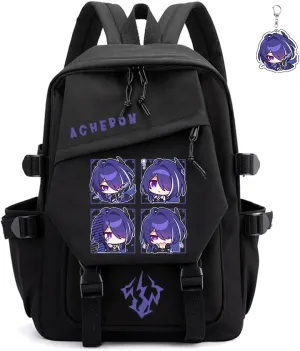 Honkai Star Rail Backpack Women Men Unisex Robin Rucksack Firefly Black Bag HSR Kawaii Anime Backpack (Black-Acheron)