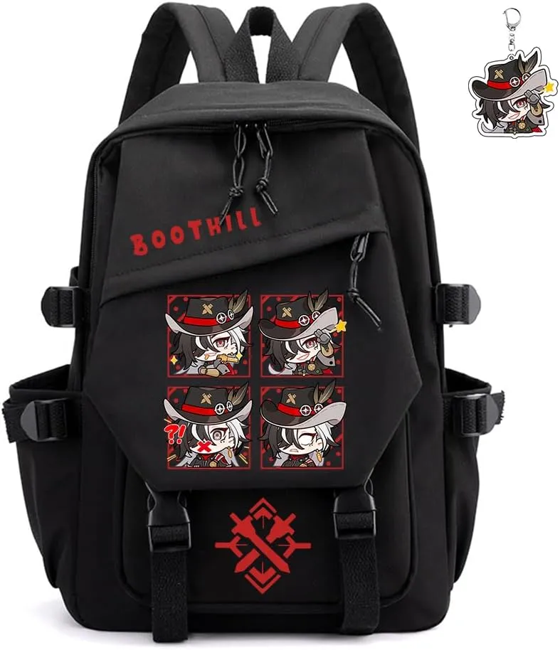 Honkai Star Rail Backpack Women Men Unisex Robin Rucksack Firefly Black Bag HSR Kawaii Anime Backpack (Black-Boothill)