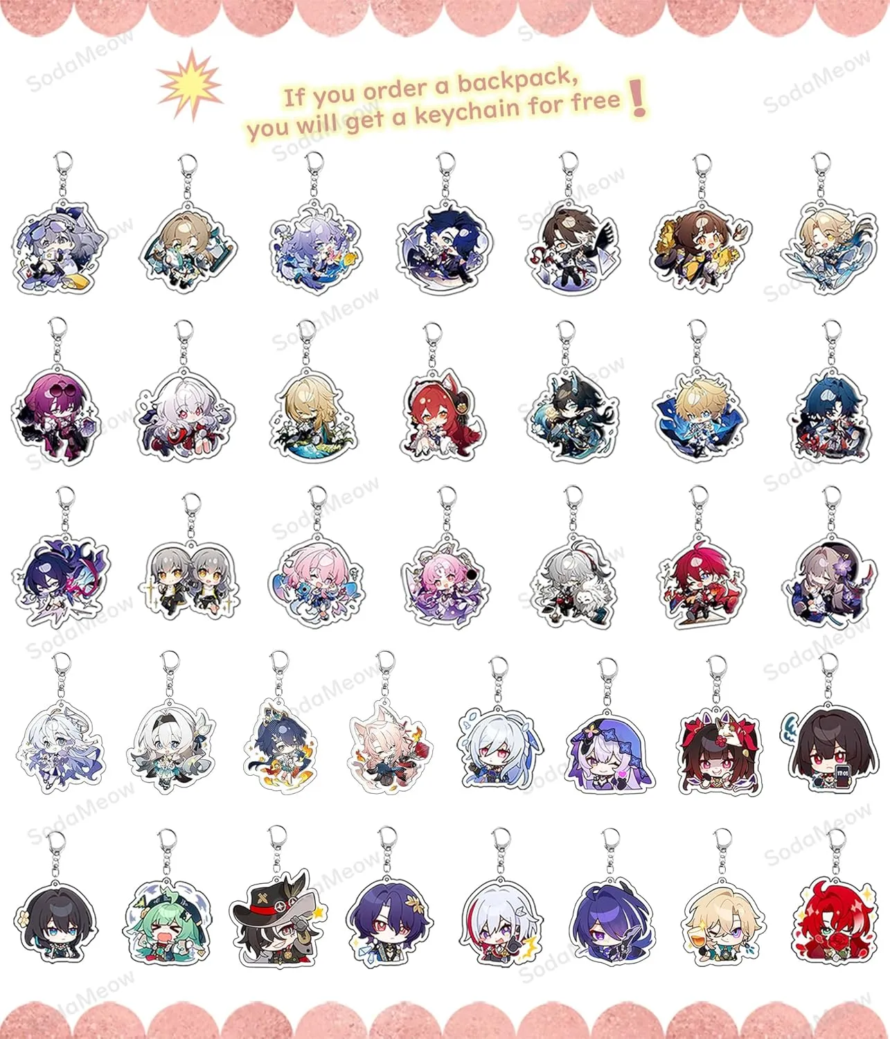 Honkai Star Rail Backpack Women Men Unisex Robin Rucksack Firefly Black Bag HSR Kawaii Anime Backpack (Black-Boothill)