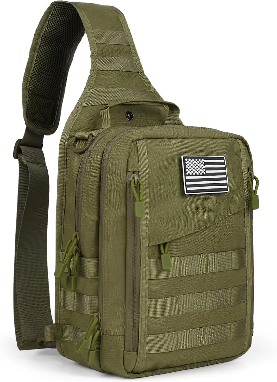 hopopower Tactical Sling Bag for Men Military Shoulder Backpack Range Bag Sport Bag Pack Small Utility Backpack Crossbody Chest Bag for Every Day Carry, Green