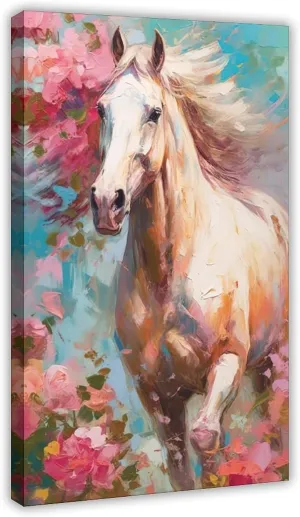 Horse Wall Art Animal Oil Painting Poster 2 Cubism Colorful Cute Horses Aesthetic Room Canvas Bedroom Decor Office Room Decor Gift Frame-style 12x18inch(30x45cm)