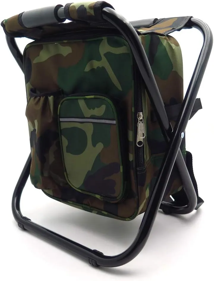 HTTMT - Foldable Outdoor Multi-Function Fishing Backpack Beach Chair Stool w/Cooler Bag [Item Number: ET-Seat001]