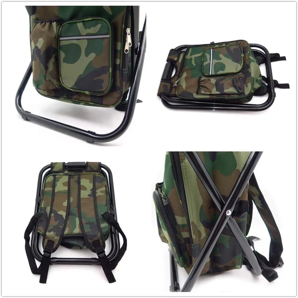 HTTMT - Foldable Outdoor Multi-Function Fishing Backpack Beach Chair Stool w/Cooler Bag [Item Number: ET-Seat001]