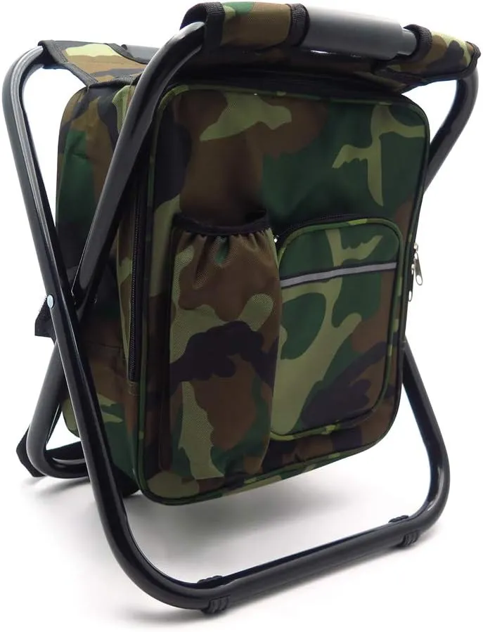 HTTMT - Foldable Outdoor Multi-Function Fishing Backpack Beach Chair Stool w/Cooler Bag [Item Number: ET-Seat001]