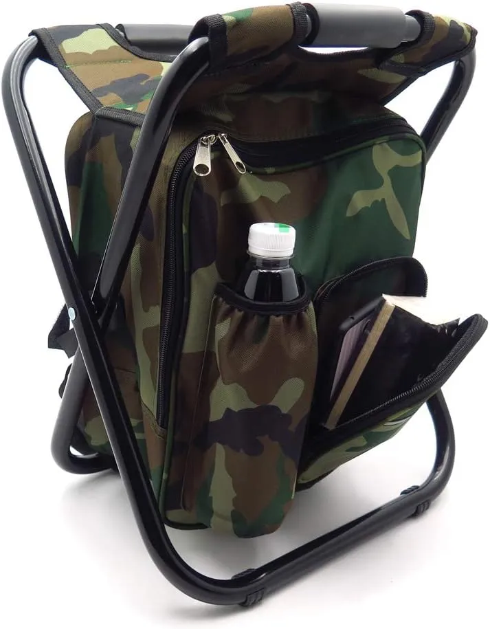 HTTMT - Foldable Outdoor Multi-Function Fishing Backpack Beach Chair Stool w/Cooler Bag [Item Number: ET-Seat001]
