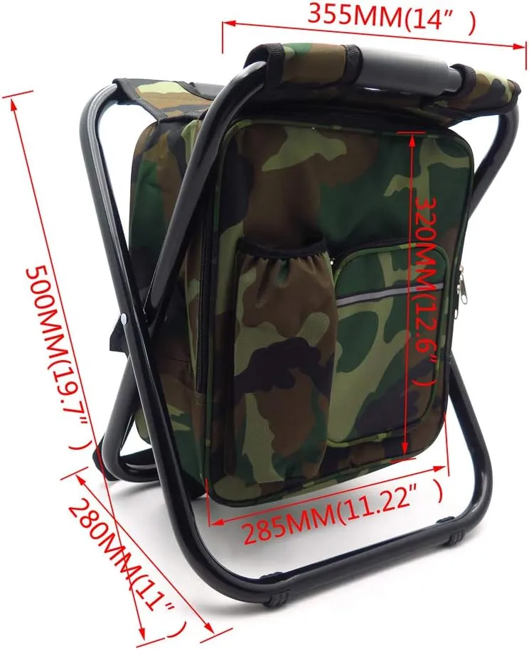 HTTMT - Foldable Outdoor Multi-Function Fishing Backpack Beach Chair Stool w/Cooler Bag [Item Number: ET-Seat001]