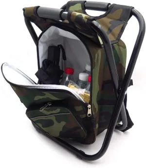 HTTMT - Foldable Outdoor Multi-Function Fishing Backpack Beach Chair Stool w/Cooler Bag [Item Number: ET-Seat001]