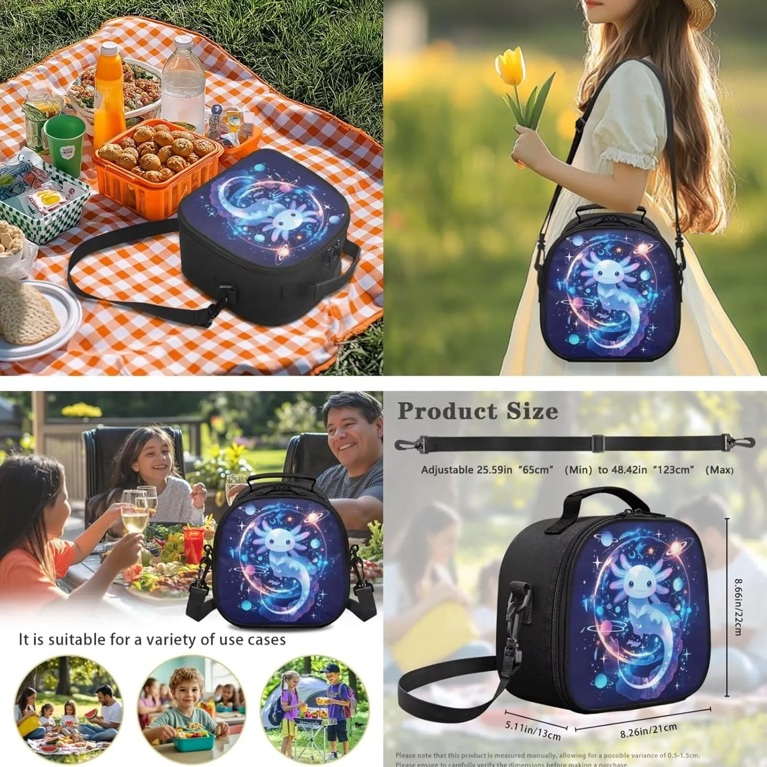 HUIACONG Space Bookbag with Lunch Box for Boys Backpack 10-12 Years Old Galaxy Axolotl Backpacks Teen Girls School Bags Age 10-12 Back to School Supplies
