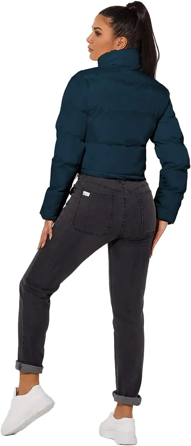 Hujoin Women's Crop Short Jacket Cropped Puffer Fashion Jackets for Women Warm Winter Lightweight Coat