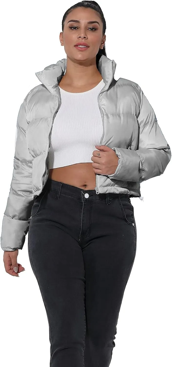 Hujoin Women's Crop Short Jacket Cropped Puffer Fashion Jackets for Women Warm Winter Lightweight Coat