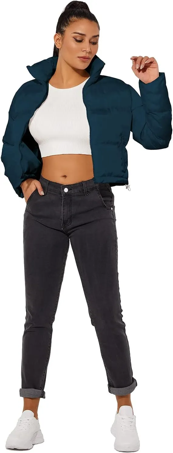 Hujoin Women's Crop Short Jacket Cropped Puffer Fashion Jackets for Women Warm Winter Lightweight Coat